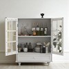 Sideboard Buffet Cabinet with Double Glass Doors and Drawer, Solid Wood Legs, Adjustable Shelves, Vintage Bronze Handles for Kitchen or Dining Room - 2 of 4