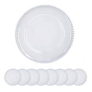 ChicFurnit Dining Plates 8 PCS Plastic Plates Decorative Dinner Plate Dinnerware Sets Dish Set for Home Kitchen and Party Use, Clear, 13"*13"*0.8" - 1 of 4