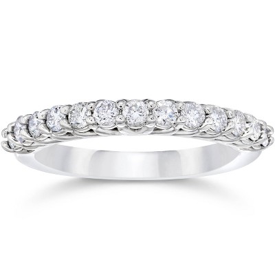 Pompeii3 5/8Ct Diamond Wedding U Prong Trellis Stackable Wedding Ring 10K white Gold