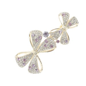 Unique Bargains Double Butterfly Rhinestones French Barrette Hair Clips Purple 1 Pc - 1 of 4