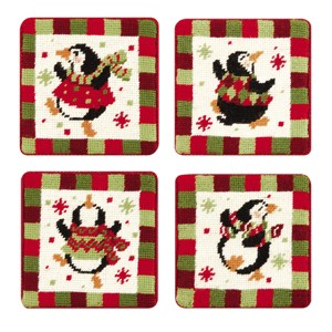 C&F Home Penguin Holiday Petit Point Coaster - 1 of 3