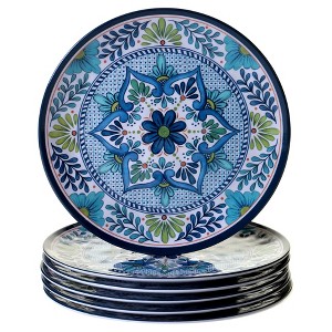 Certified International Talavera by Nancy Green Melamine Dinner Plates 11" Blue - Set of 6 - 1 of 3