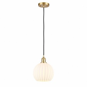 White Venetian - 1 Light Cord Hung Mini Pendant In Modern Style-10 Inches Tall and 8 Inches Wide - 1 of 1