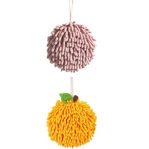 REGALWOVEN 2 Pack Soft Absorbent Chenille Fuzzy Ball Hand Towels for Bathroom Home Decor 6" x 6" - 1 of 4