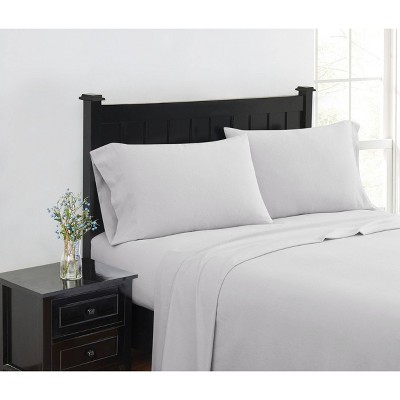Solid Grey Queen Cotton Flannel Sheet Set