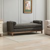 Upholstered Ottoman Bench Entryway Bench with 2 Bolster Pillows, Ivory/Gray/Brown/Black, Boucle/PU-ModernLuxe - 2 of 4