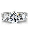 Slickblue Three-Stone Ring for Women, Stainless Steel, No Plating, Round CZ Center, Polished Finish, size 5–10 - 3 of 4