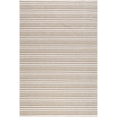 Millicent Beige and White Striped Reversible 4' x 6' Area Rug
