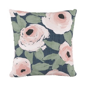 Big Floral Square Throw Pillow Navy - Cloth & Co., Blue