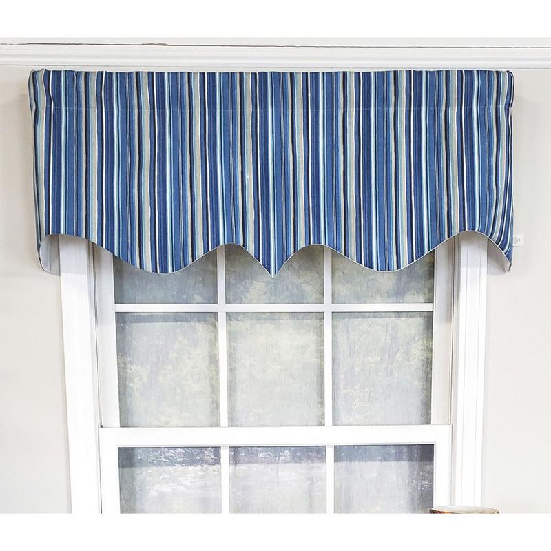 RLF Home Modern Design Classic Beach Stripe Regal Style Window Valance 50" x 17" Blue, 2 of 5