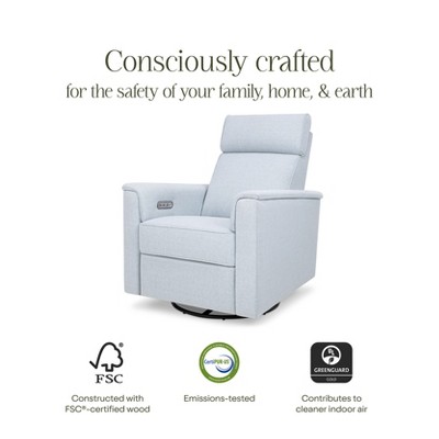 Chambray Eco-Twill Power Recliner with Swivel and Glider