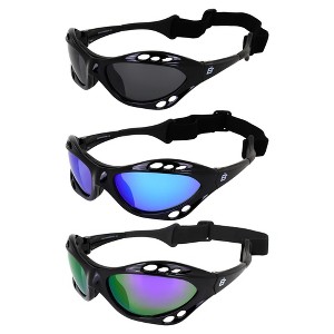 3 Pairs of Birdz Eyewear Seahawk Safety Goggles with Smoke, Blue, Purple Lenses - 1 of 4