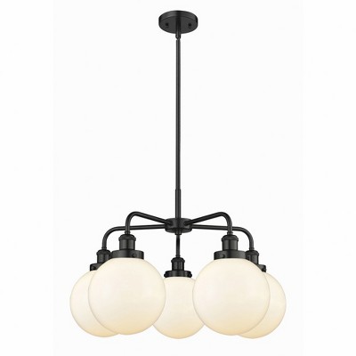Beacon - 5 Light Stem Hung Chandelier In Art Deco Style-17.38 Inches Tall and 26 Inches Wide