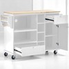 50.8" Rolling Kitchen Island Cart with Solid Wood Top, Storage Cabinet, 2 Drawers, Open Shelves,Microwave Stand for Kitchen, Kitchen Cabinets - 2 of 4