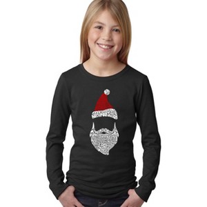 LA Pop Art Girl's Word Art Long Sleeve - Santa Claus - 1 of 4