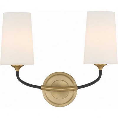 Niles Black and Gold 2-Light Sconce with White Glass Shades