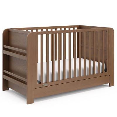 Image of Graco Read-With-Me 4-in-1 Convertible Bookshelf Crib with Drawer - Hazelnut