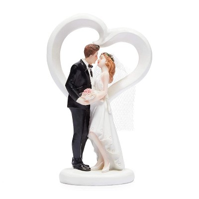 Sparkle and Bash Heart Shape Love Bride & Groom Figurines Wedding Cake Topper, Wedding Party Decorations Gifts