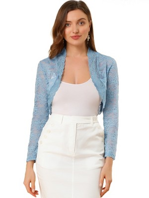 INSPIRE CHIC Women's Elegant Sheer Floral Lace Crop Bolero Shrug