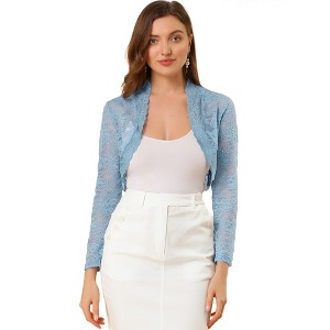 INSPIRE CHIC Women's Elegant Sheer Floral Lace Crop Bolero Shrug - 1 of 4