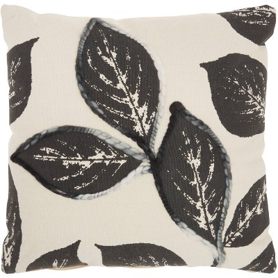 20"x20" Oversize Embroidered Leaves Square Throw Pillow - Mina Victory