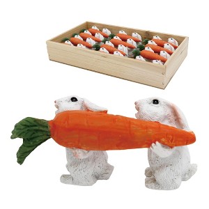 Transpac Resin Bunnies with Carrot In Crate Set of 12 - 1 of 1