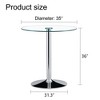 Gulches 35 Inch Round Dining Table, Modern Minimalist Tempered Glass Tabletop with Silver Plated Metal Legs, Seats 4-6 - 2 of 4