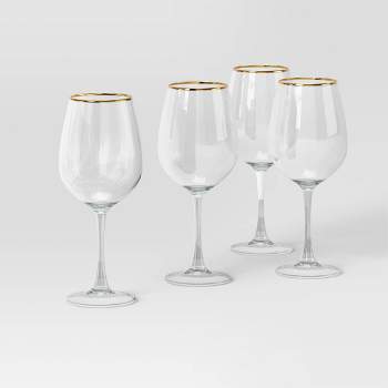 4pc Stemmed Wine Glass Set Gold - Threshold™