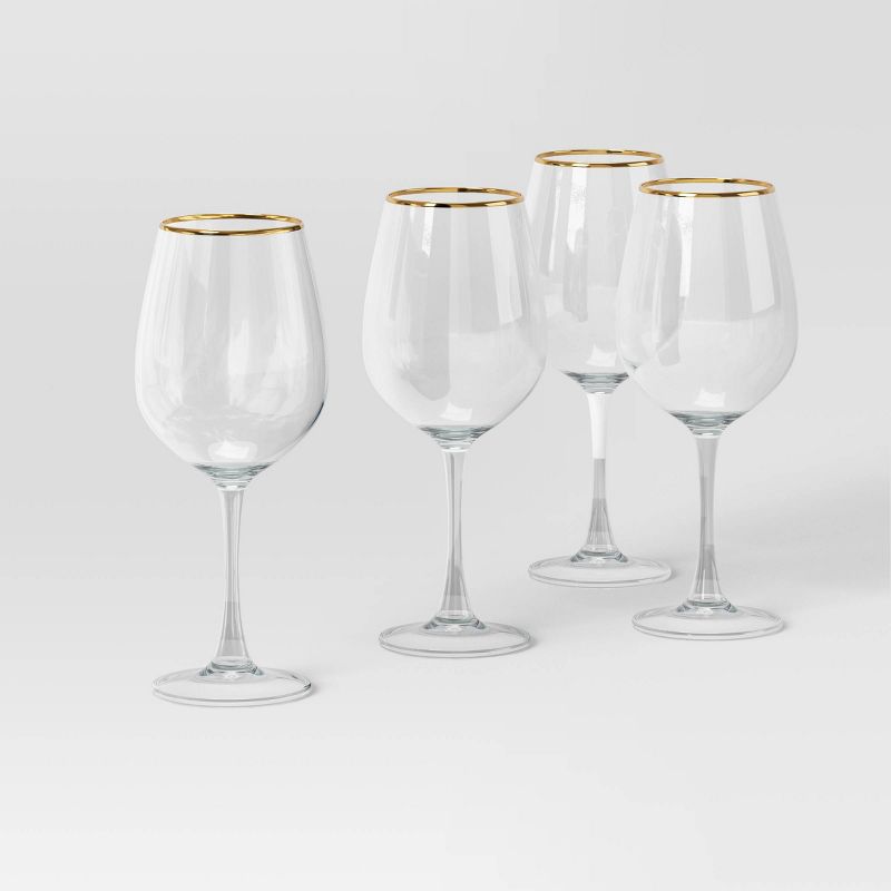 4pc Stemmed Wine Glass Set Gold - Threshold&#8482;, 1 of 5