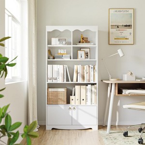 Jojoka 5-Tier Open Bookcase – 63" Tall Modern Wood Bookshelf with Doors, Storage Organizer for Bedroom, Living Room & Office - 1 of 4