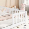 Okak Double Twin Bed Frame with Fence Guardrails, Without Door, Modern Floor Bed for Toddlers/Kids Bedroom - 4 of 4