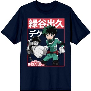 Izuka My Hero Academia Anime Character Mens Navy Graphic Tee Shirt - 1 of 3