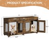 Double Dog Crate Furniture, 71 in  Indoor Wooden Dog Kennel with Removable Divider, 3 Drawers, for Medium Large Breeds, Brown+White - 3 of 4