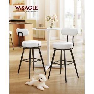 360° Swivel Bar Stools Set of 2 - Modern Counter Height Stools with Boucle Fabric & Adjustable Feet, Cloud White - 1 of 4