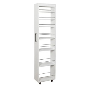 TopComfy Decorative Storage Cabinets 7 Tier multi functional pull out multi tier storage Single sided open shelf for Kitchen, White, - 1 of 4