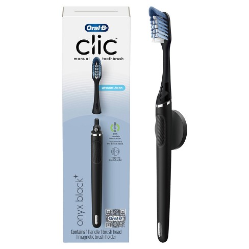 Oral-B Clic Manual Toothbrush, With 1 Replaceable Brush Head And Magnetic  Holder Matte Black