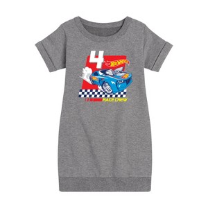 - Hot Wheels - Race Crew 4 Yrs Graphic Short Sleeve Fleece Dress - 1 of 3
