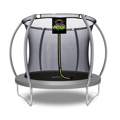Moxie Trampolines 8' Pumpkin-Shaped Outdoor Trampoline Set with Premium Top-Ring Frame Safety Enclosure - Gray