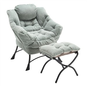 XINGHANZHENXUAN Modern Lazy Chair with Ottoman, Upholstered Accent Chair with Side Pocket & Steel Frame for Small Spaces - 1 of 4