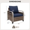 EAGLE PEAK Patio Chair Curved Armrest, Rattan Patio Furniture, 1 Chair, Brown/Blue - 3 of 4