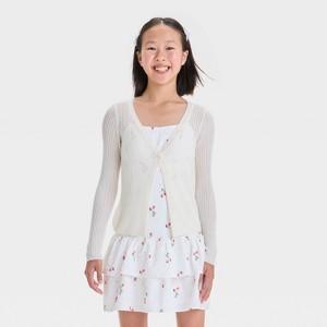 Girls' Feather Weight Flyaway Cardigan Sweater - art class™ - 1 of 3