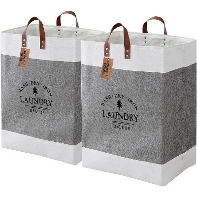 2Pack 76L Laundry Basket & Hamper, Large Collapsible Waterproof Clothes Baskets with Handles