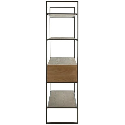 Skylar 4-Tier Gun Metal and Rustic Oak Etagere