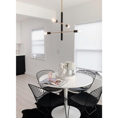 Astrid Aged Brass and Black 4-Light Metal Chandelier