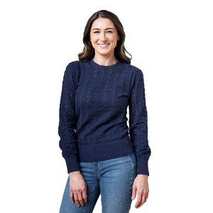 Hope & Henry Womens' Long Sleeve Pointelle Sweater with Bellow Sleeves - 1 of 4