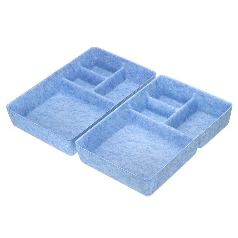 Unique Bargains 4 Compartments Desk Felt Drawers Organizer 2 Pcs Blue ...