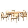 Christopher Knight Home Corin 7 Piece Rustic Outdoor Rattan and Acacia Dining Set with Cushion - 2 of 4