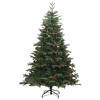 vidaXL Artificial Hinged Christmas Tree - 70.9 Inches, Green, Lifelike Appearance with Cones and Berries, Hinged Construction - 2 of 4