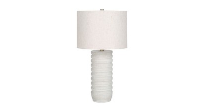 Ivory Resin Table Lamp with Cream Linen Shade and Gold Finial