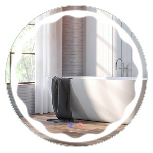 Costway 24'' Dimmable Bathroom Wall Mirror Makeup Mirror with  3-Color LED Lights&Anti-Fog - 1 of 4